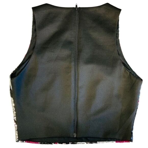 Do+Be Sleeveless Sequin Zipper Back Crop Top, Sm - Picture 2 of 6